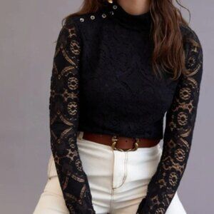 Anthropologie Black Lace Blouse
